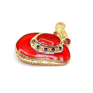 Red Hat Society Brooch Pin Rhinestone Hat